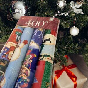 Vintage 4 Rolls Christmas Gift Wrap Paper
